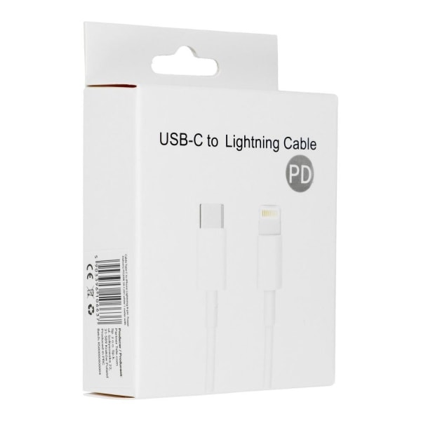 Kabel USB-C til iPhone Lightning PD 20W 3A C291 1m - Hvid BOX