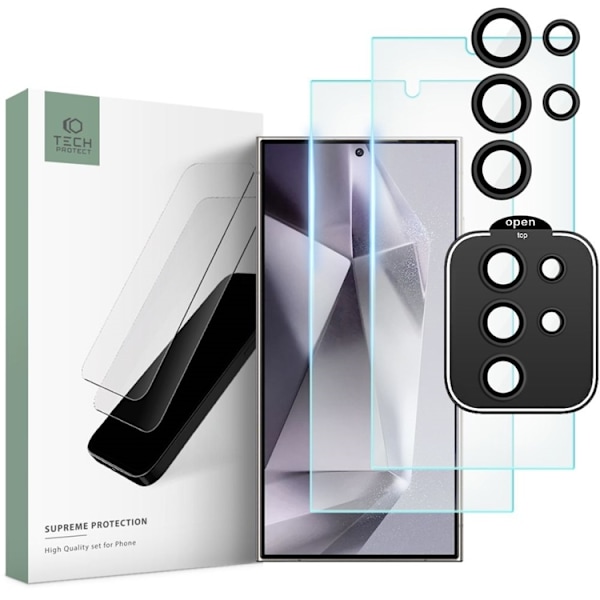 Tech-Protect Galaxy S24 Ultra Linsskydd i Härdat Glas Supreme Set