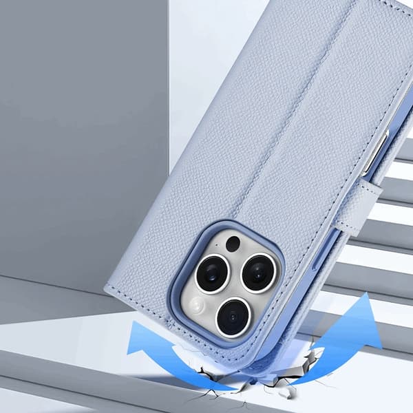Dux Ducis iPhone 16 Pro Pung Taske Lawa Læder - Blå Blå