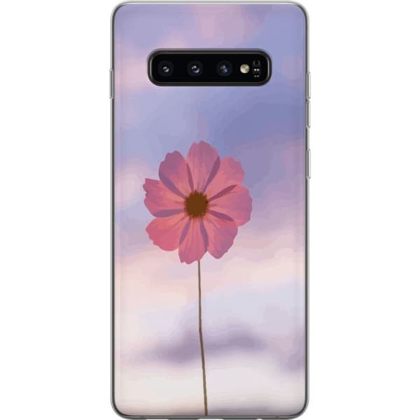 Telefontaske til Samsung Galaxy S10 med Lyserød Blomst