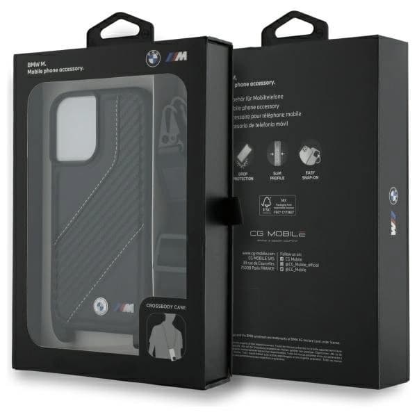 BMW Mobilskal till iPhone 16 Plus Carbon Stripe & Strap - Svart Black