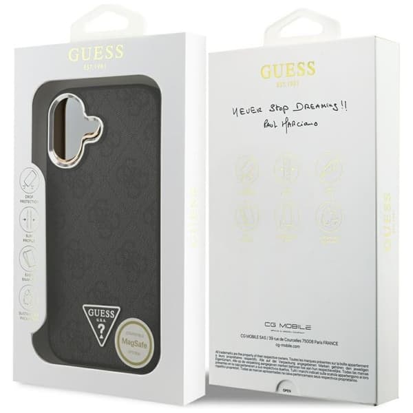 Guess Telefontaske til iPhone 17 MagSafe 4G Triangle Logo - Sort Sølv Svart