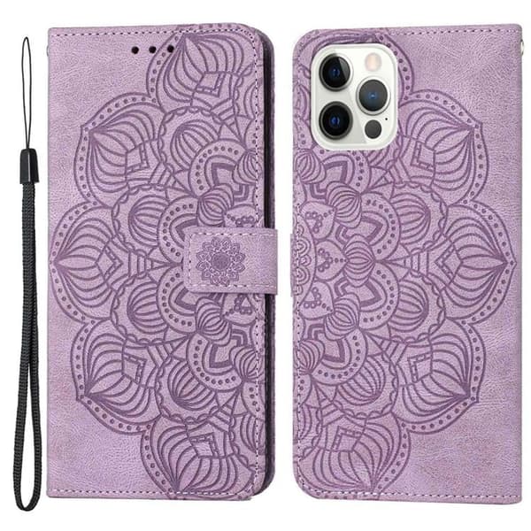 iPhone 14 Pro Plånboksfodral Mandala Flower - Lila Lila
