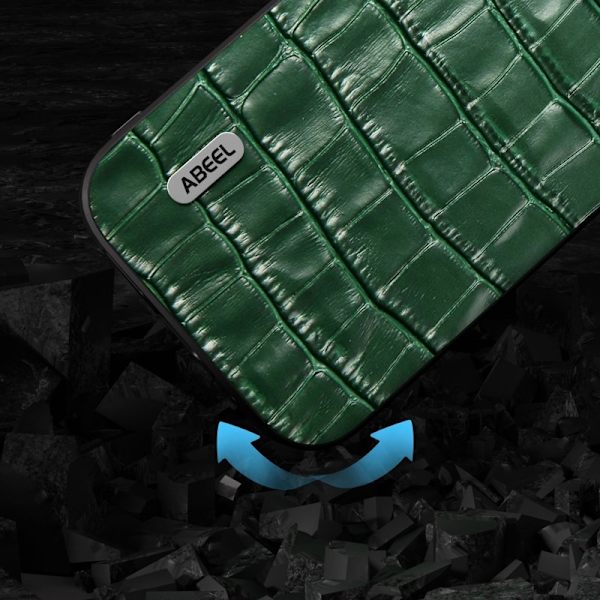 ABEEL iPhone 14 Plus Plånboksfodral Anti-drop Äkta Läder Grön