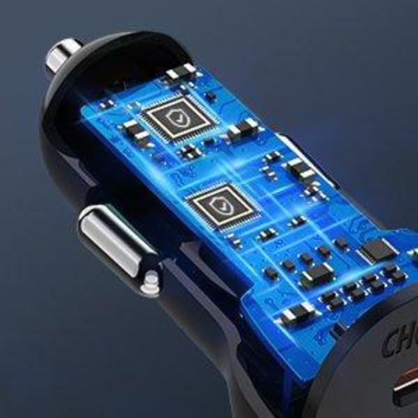 Choetech Billaddare 2x USB-C Snabbladdning Strömförsörjning 40W Svart