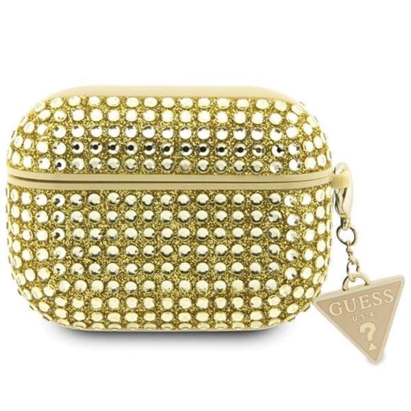 Guess AirPods Pro 2 Skal Rhinestone Triangle Charm - Kulta Guld