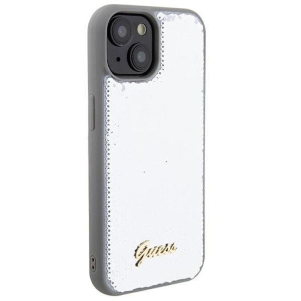 Guess iPhone 15 Mobilskal Sequin Script Metal - Silver