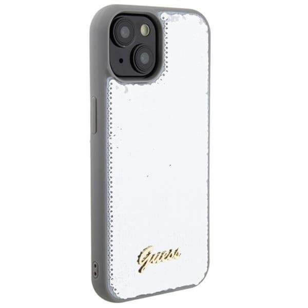 Guess iPhone 15 Mobilskal Sequin Script Metal - Sølv Silver
