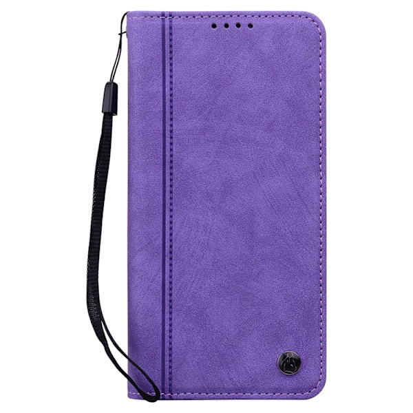 iPhone 17 Pro Konstläder Plånboksfodral med Rem Lines Pattern - Lila Lila