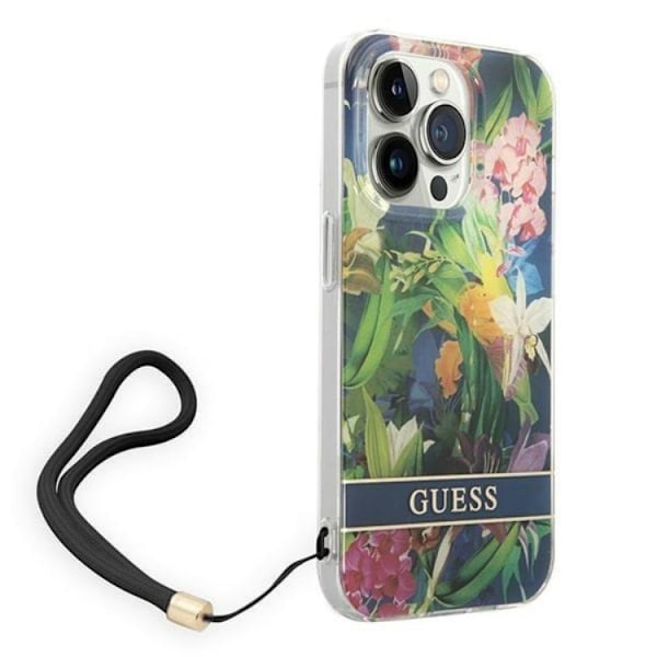 GUESS iPhone 14 Pro Max Skal Flower Strap - Blå Blå