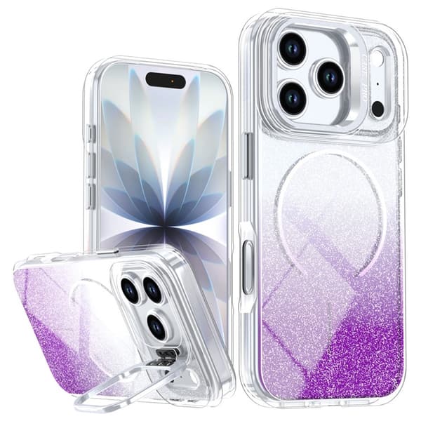 Mobilskal till iPhone 17 Pro Max MagSafe Shockproof Glitter Gradient - Lila Lila
