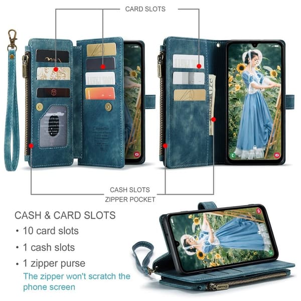 CASEME Konstläder Plånboksfodral för Samsung Galaxy A16 5G/4G - Blå