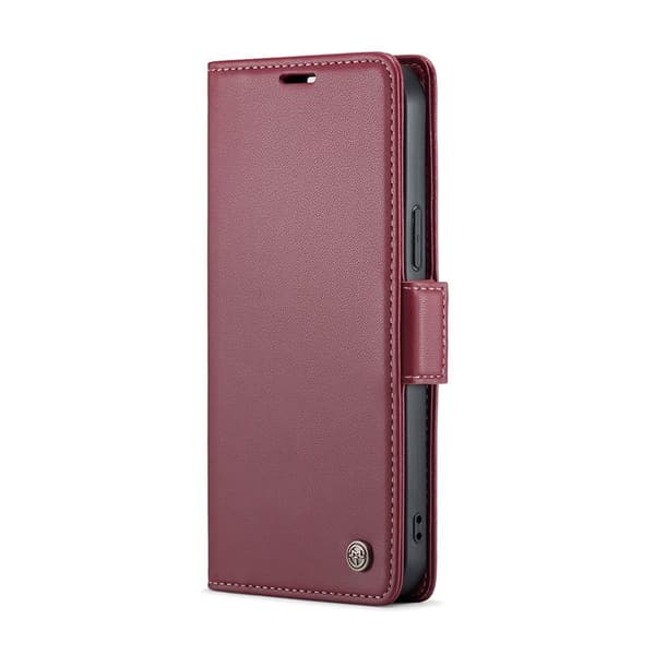 CASEME iPhone 16 Pro Plånboksfodral Konstläder RFID-Skydd Röd