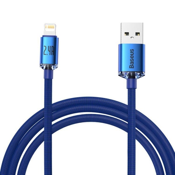 Baseus Crystal USB Type A Till Lightning Kabel 2m - Blå