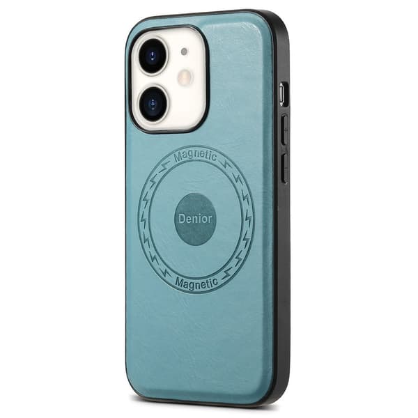 DENIOR Mobilskal till iPhone 12/12 Pro Äkta Läder Svart-Blå