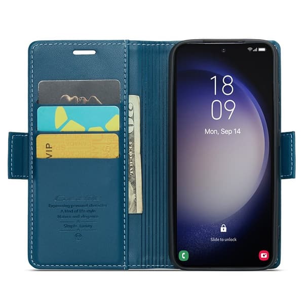 CASEME Plånboksfodral Konstläder för Samsung Galaxy S24+ - Blå
