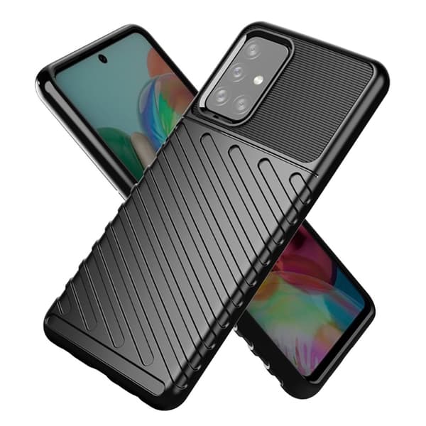 Thunder Twill Texture Mobilskal Galaxy A72 5G - Sort Black