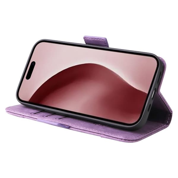 BETOPNICE 001 iPhone 16 Pro Plånboksfodral Konstläder - Lila