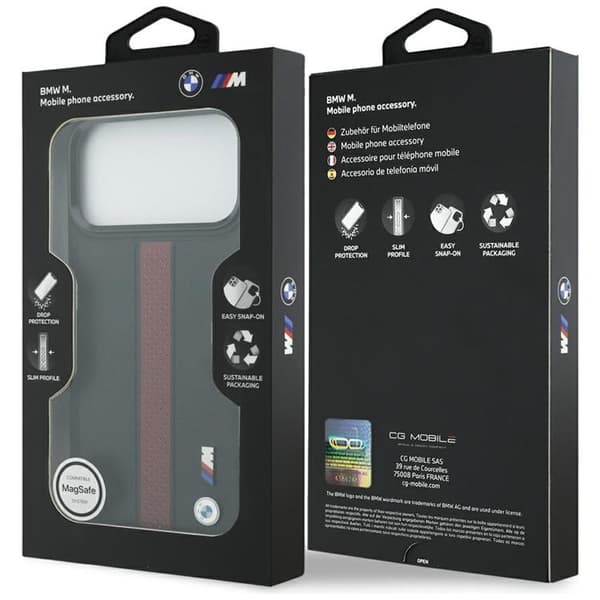 BMW telefontaske til iPhone 17 Pro Max MagSafe M perforeret stribe logo - rød Röd
