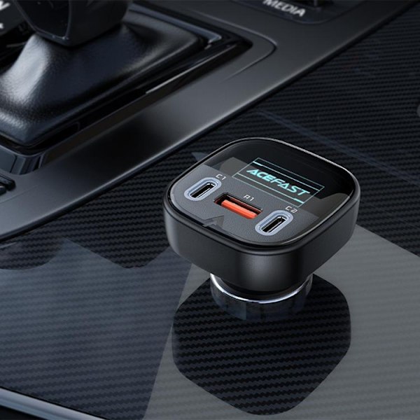Acefast Power Billaddare 101W USB Till  2x Typ-C - Svart Svart