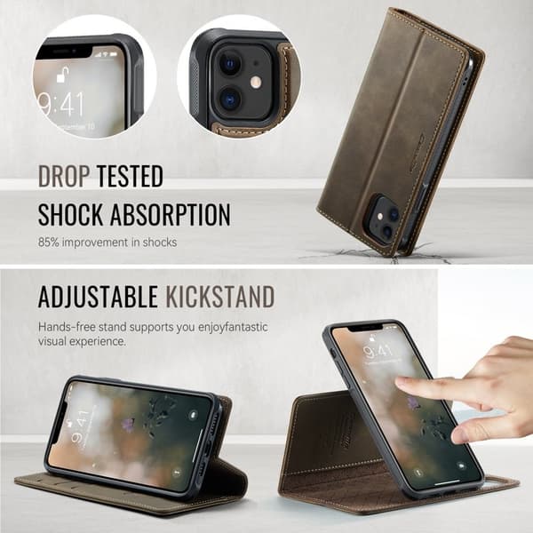 CASEME C49 Mobilskal till iPhone 11 MagSafe RFID Blocker Läder Kaffe