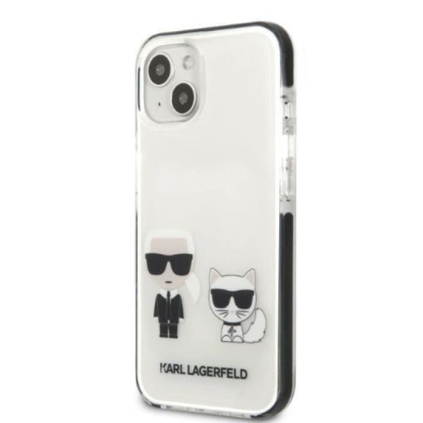 Karl Lagerfeld iPhone 13 mini -kuori Karl & Choupette - Valkoinen