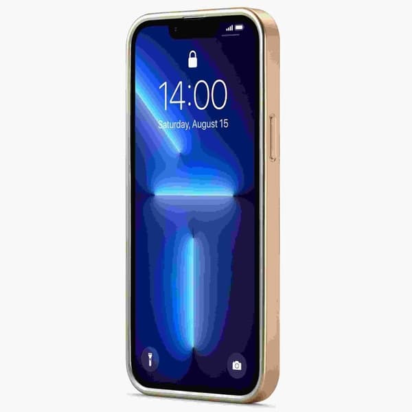 FIERRE SHANN Mobilskal till iPhone 13 Pro Max Äkta läder - Gul