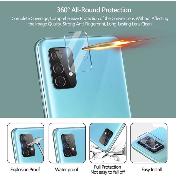 Galaxy A52 5G [4-PACK] 2 X kameralinsebeskytter i hærdet glas + 2 X H