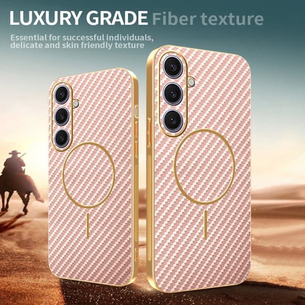 Mobilskal för Samsung Galaxy S26 Plus TPU Kolfiber - Rosa
