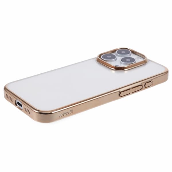 X-LEVEL Mobilskal till iPhone 16 Pro Max Klar PC Bak Elektropläterad Guld
