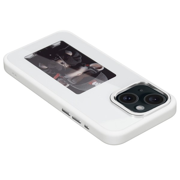 Mobilskal till iPhone 15 E Ink 4-Color Display Customized - Vit Vit