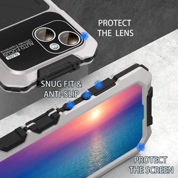 R-JUST Mobilskal till iPhone 15 Plus Shockproof Silikon+Metal Silver