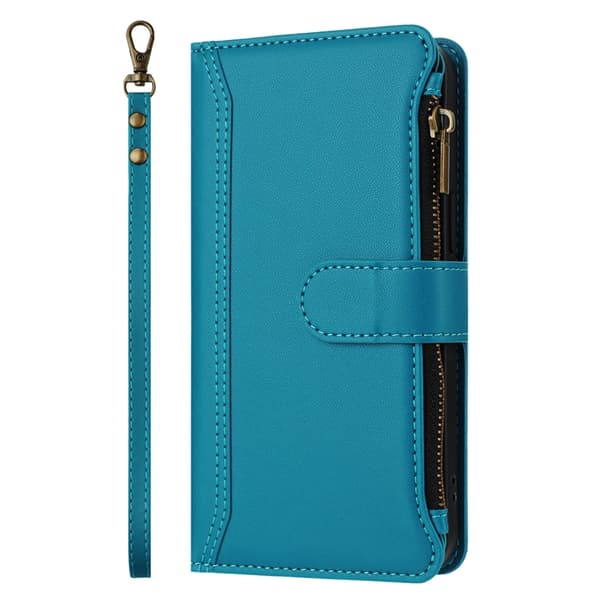 OnePlus 15 5G Plånboksfodral Zipper Konstläder Blå
