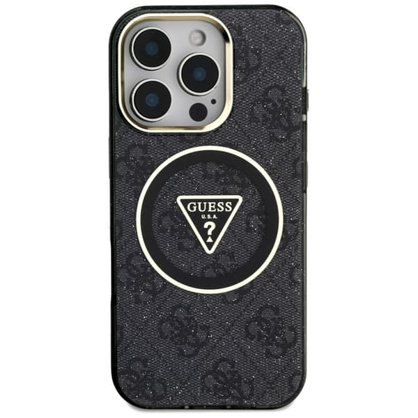 Guess Telefontaske til iPhone 16 Pro Magsafe Glitter - Sort Svart