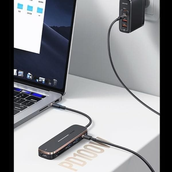 USAMS Adapter Hubb 3xUSB-A USB-C HDMI - Svart Svart