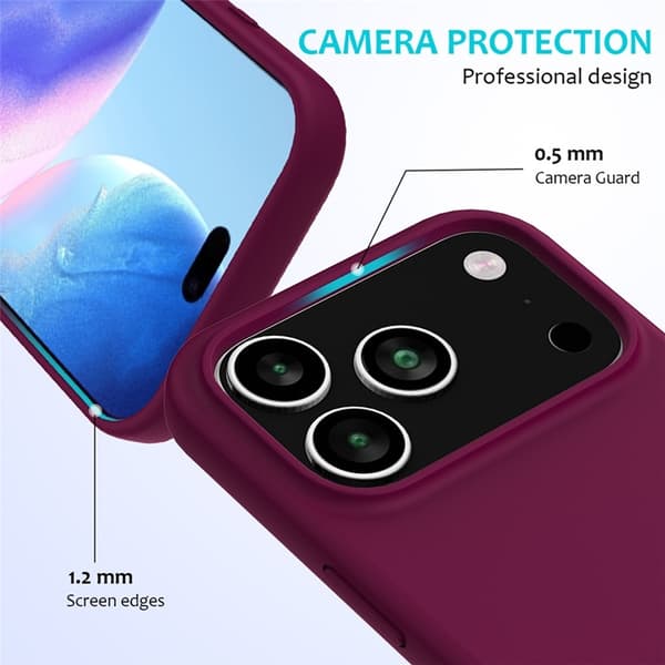 Mobilskal till iPhone 17 Pro Max Liquid Silikon - Vinröd Vinröd