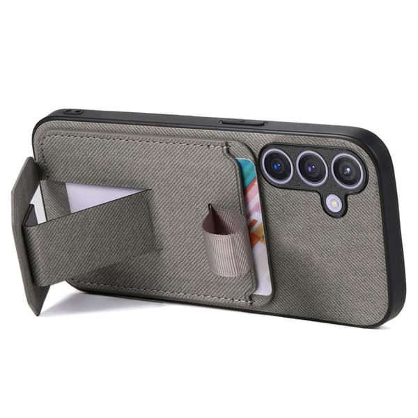 Mobilskal för Samsung Galaxy S26 TPU + Konstläder Kickstand - Grå