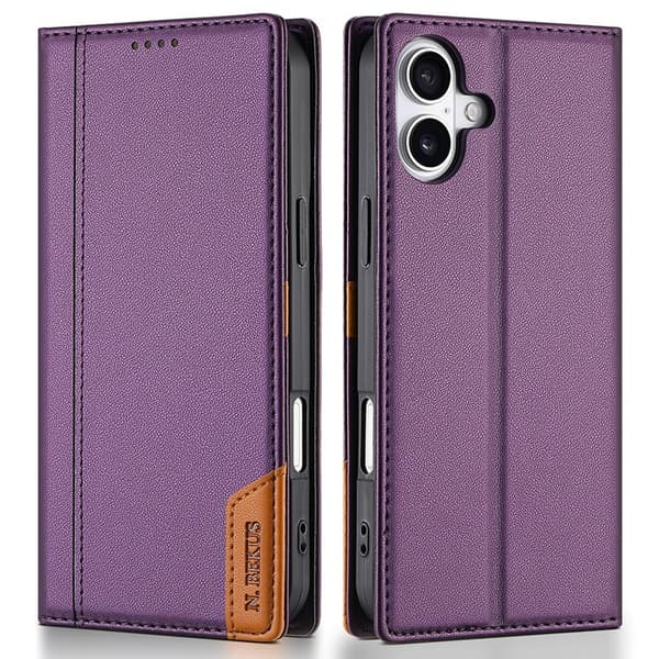 N.BEKUS iPhone 17 Konstläder Plånboksfodral RFID-Skydd P3 - Lila Lila