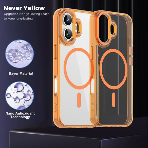 Mobilskal till iPhone 17 MagSafe Transparent TPU+PC - Orange Orange