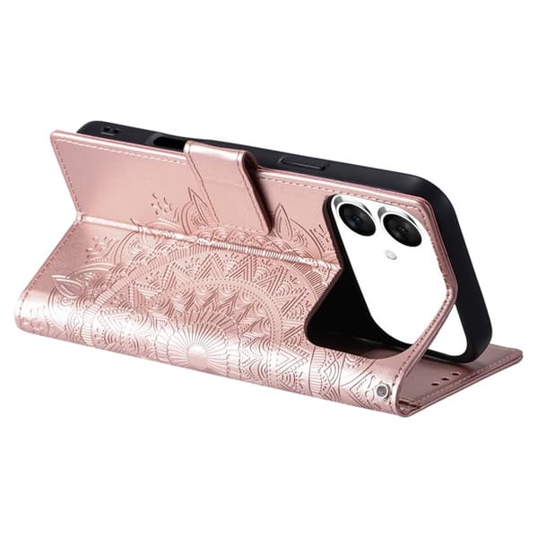 Galaxy S26 Edge Plånboksfodral Imprinted Totem Läder - Roséguld Roséguld