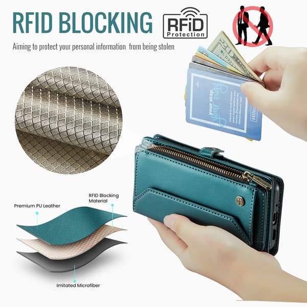 CASEME Google Pixel 10/10 Pro Plånboksfodral RFID Zipper Grön