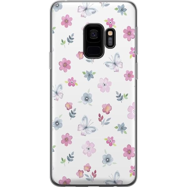 Mobilcover til Samsung Galaxy S9 med blomster og sommerfugle