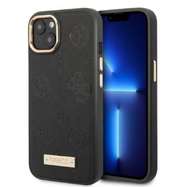 Guess iPhone 13 Mobilskal Magsafe Peony Logo Plate - Musta Black
