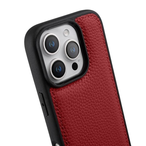 MELKCO Mobilskal till iPhone 16 Pro Max Äkta Läder Belagt PC - Röd