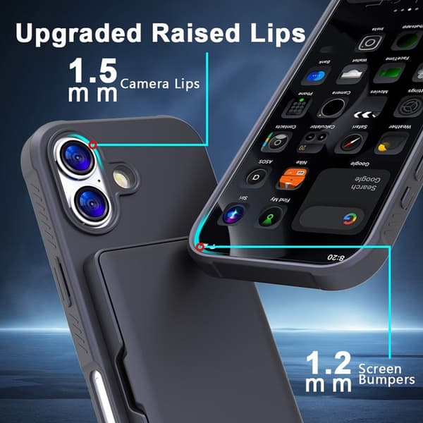 Mobilskal till iPhone 17 Korthållare Mirror Kickstand Svart