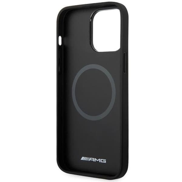 AMG Mobilskal till iPhone 14 Pro Magsafe Läder Curved Lines Svart