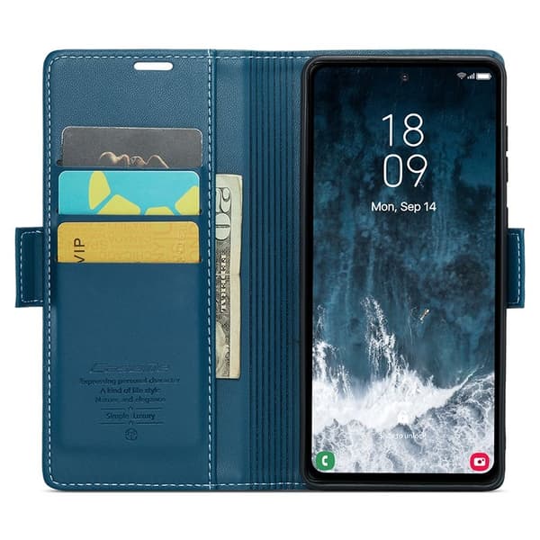 CASEME Plånboksfodral Konstläder till Samsung Galaxy S23 FE - Blå