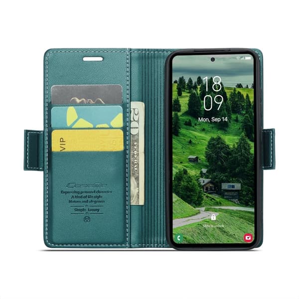 CASEME Plånboksfodral Konstläder för Samsung Galaxy S25+ - Grön