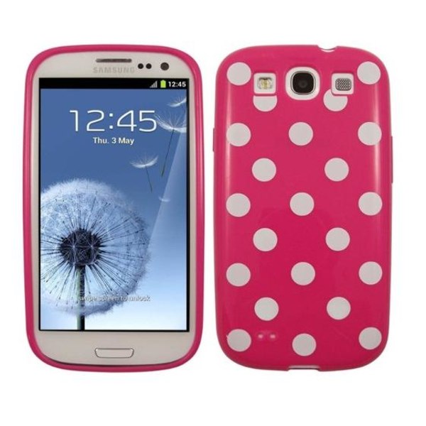 Polkaprikkede FlexiCase Skal til Samsung Galaxy S3 i9300 (Magenta)