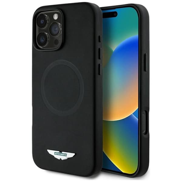 Aston Martin Telefontaske til iPhone 16 Pro MagSafe HC FW Logo - Sort Black